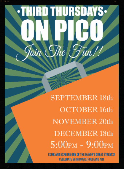This Thursday, take a stroll down Pico and enjoy Music, Art, Food Trucks and Great Sales!